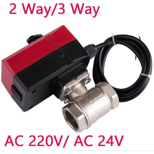 2 Way/3 Way Manually&Automatically Electric Valve Brass Motorized Ball Valve AC220V/AC24V DN20 DN25 DN32 L-type