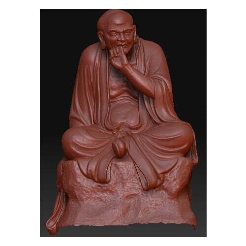 3d model relief for cnc in STL file format olive-stone carving Arhat 02