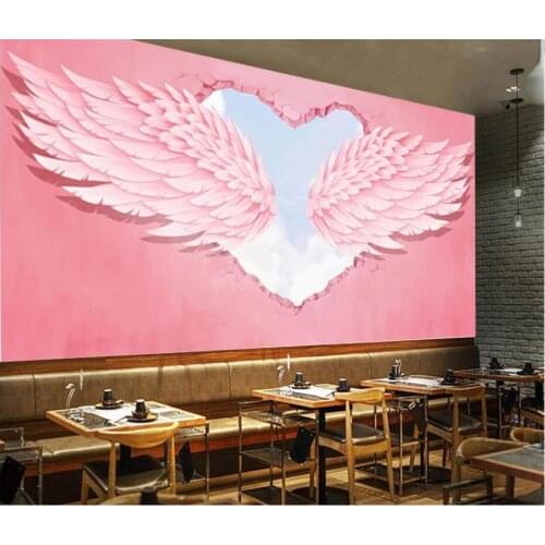 3d wall murals wallpaper for living room Pink loving angel wings background painting home decor photo wallpaper for walls 3 d