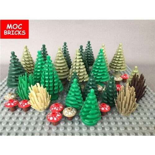 50pcs/lot Plant, Tree Pine Small 2 x 2 x 4 & Large 4 x 4 x 6 fit with 2435 &3471 Building blocks bricks Assembled Toys kids gift