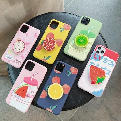 Colorful Summer Phone Case +holder Candy Color Fruit for IPhone 6 7 8 11 Plus Xs Xr Xsmax Fashion Accessories Case &shell&cover