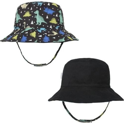 Kids Fisherman Cap Summer Heart Print Sun-Resistant Bucket Hat with Wind Rope for Boys Girls, S/M/L