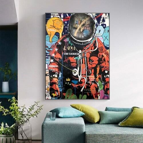 Graffiti Street Art Astronaut Space Poster Painting Canvas Print Wall Picture For Living Room Modern Home Decoration