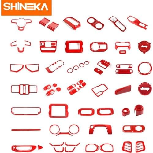 SHINEKA Car Red Interior Decoration Stickers Interior Accessories For Jeep Gladiator JT For Jeep Wrangler JL 2018 2019 2020 2021