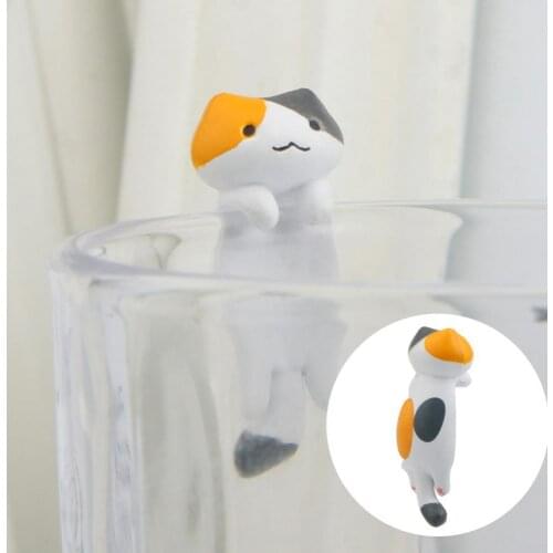 Colorful Figurine Toy Anime Vivid Cup Edge Cute Cat Model Figure for Child