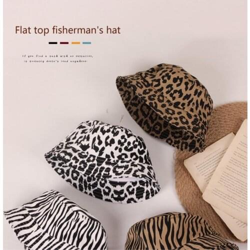 Personality Day Striped Leopard Print Childrens Fisherman Hat Baby Toddler Bucket Hat Boys and Girls Western Style Sunshade Hat
