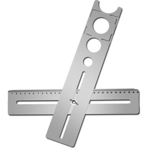 Multi-Functional Stainless Steel Ceramic Tile Hole Locator Ruler Adjustable Punching Hand Tool for House Decorated Work