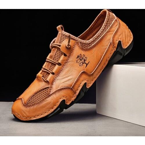 Split Leather Mens Walking Shoes Breathable Male Flats Loafers Man Outdoor Sneakers Mens Driving Shoes Moccasins Zapatos Hombre