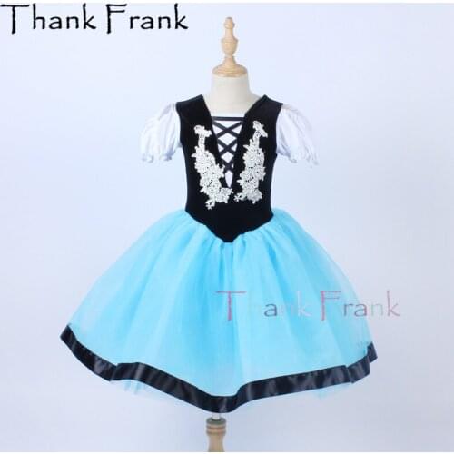 New Velvet Tutu Ballet Dress Girls Flower Princess Ballerina Dresses Women Blue Dance Costumes Kids Adult Stage Dancewear C685