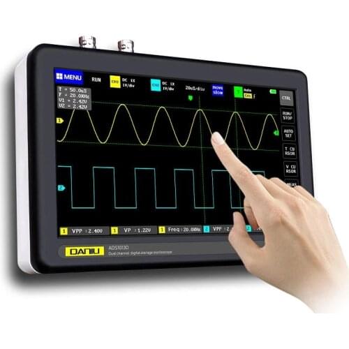 DANIU ADS1013D 2 Channels 100MHz Band Width 1GSa/s Sampling Rate Oscilloscope with 7 Inch Color TFT LCD Touch Screen