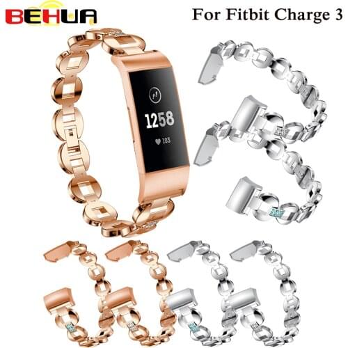 Watch Bands for Fitbit Charge 3 Smart watch Band Stainless Steel Metal Wrist Strap Women Jewelry Bracelet for Charge 3 Straps