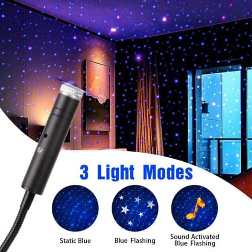 Romantic Atmosphere Indoor Decor USB Charging Car Roof Star Night Light Projector Plug And Play Voice Control Interior Light