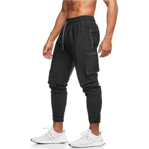 NEW Jogger Pants Man Sweatpants Gyms Workout Fitness Cotton Trousers Male Casual Fashion Skinny Track Pants Zipper design Pants