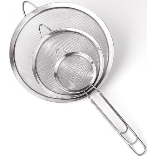 Broadside Stainless Steel Strainer Flour Sieve Oil Colander Soybean Milk Filter Kitchen Baking Tools