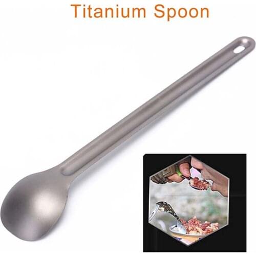 Titanium Long Spoon Outdoor Portable Long Handle Spoon Flatware Cutlery Kitchen for Outdoor Picnic Camping Backpacking