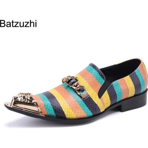 Batzuzhi Italian Style Handmade Men Shoes Multi Leather Dress Shoes Men Slip On Fashion Party/Wedding Shoes Men Zapatos Hombre