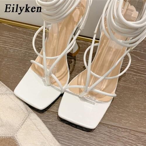 Eilyken Summer Sexy Ankle Strap Women Sandals New Clip Toe Narrow Band Lace-Up Spike High Heels Party Shoes Ladies Sandalias