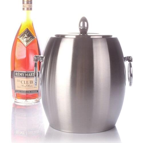 Stainless Steel Double-Wall Ice Bucket With Lid Decorative Metal Champagne Wine Cooler Barware and Drinkware Vessel Accessories