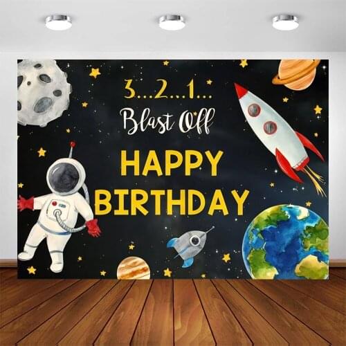 Yeele Space Astronaut Rocket Theme Backdrop Photography Cartoon Earth Boy Birthday Party Background For Photo Studio Photophone