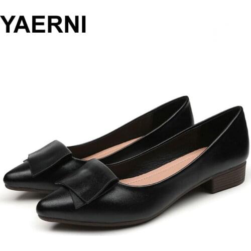 YAERNI Womens Pointed Toe Flats Shoes Ladies Office Comfortable Solid Boat Shoe Slip-On Low Heel Black Shallow Casual Footwear