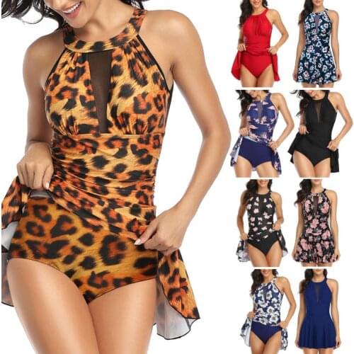 Womens Swimming Suit 2021 Women Sexy Mesh Backless One Piece Halter Dress Padded Beach Swimwear Swimsuit