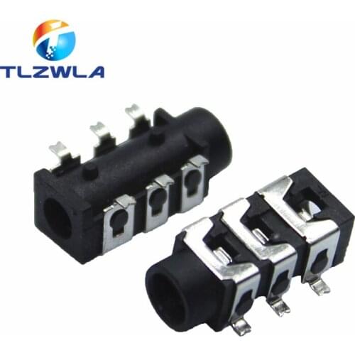 100PCS PJ-313D PJ313 SMD 6Pin SMT 3.5mm Female Audio Connector Stereo Black and Green Headphone Jack