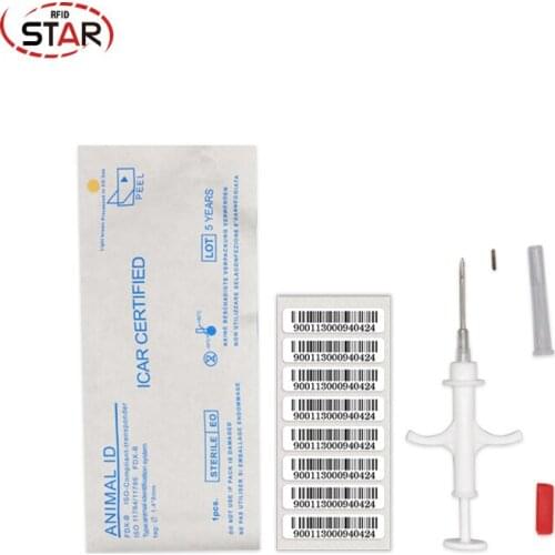 20pcs Transponder syringe rfid injector with 1.25*7mm1.4*8mm 2.12*12mm microchip for pets animal injection FDX-B for cat dog etc