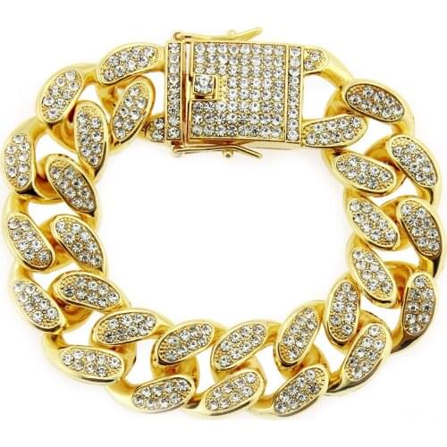 020 Chaorens Domineering, Inlaid, Cuban Wide Bracelet, European And American Hip-hop, Mens Dragon Button, Large Bracelet