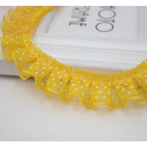 41Yards Pleated Lace Trim Dots Shape Ruffle Fabric 25cm Wide DIY Wedding Doll Skirt Sewing Hem Craft
