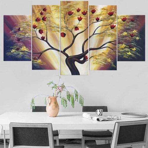 5 Pieces Wall Art Canvas Painting Abstract Tree Poster Modern Home For Decoration Living Room Bedroom Framework Pictures