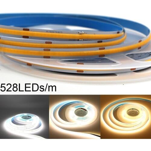 528LEDs/m High Density Soft COB LED Strip Light 12V 24V Flexible Dimmable FOB Linear Dimmable LED Ribbon Tape 3000K 4000K 6000K