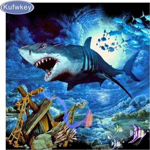 5d diy Diamond Painting"shark,underwater world"Full,square Diamond Embroidery Cross Stitch,handmade Diamond Mosaic,art,Crafts