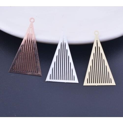 6pcs 19*34mm Rose gold Color Laser Cutting Geometry Triangle Charms Silver Plated Brass Charm Jewelry Finding supplier