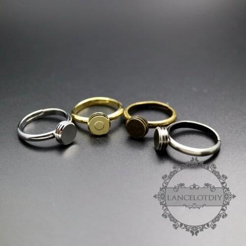 8mm screwed top bezel basic antiqued silver,bronze,silver,gold brass fashion women DIY ring supplies jewelry 1210022