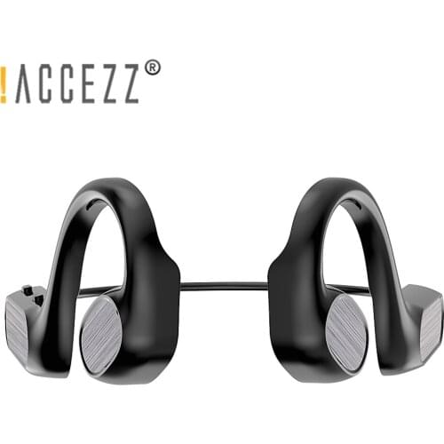 !ACCEZZ Waterproof Sport Bone Conduction Headphones With Mic Bluetooth 5.1 Wireless Headset Hook Noise Cancel Handsfree Earpiece