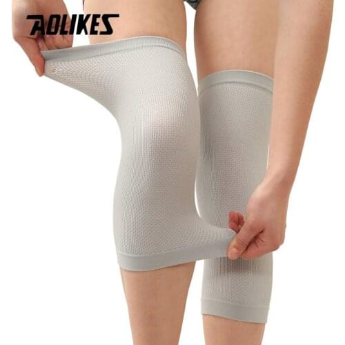 AOLIKES 1 Pair Nylon Thin Knee Brace Men Women S M L Elastic Knee Pad Support Compression Sleeves For Fitness Running Cycling