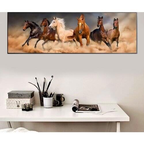Large 5D Diy Diamond Painting Six running horses Cross Stitch Square Round Drill Mosaic Embroidery A585