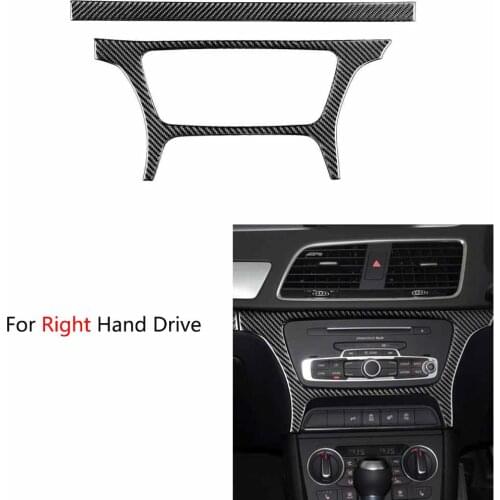 Carbon Fiber Center CD Control Panel Outer Frame Cover Trim For Audi Q3 2013-18