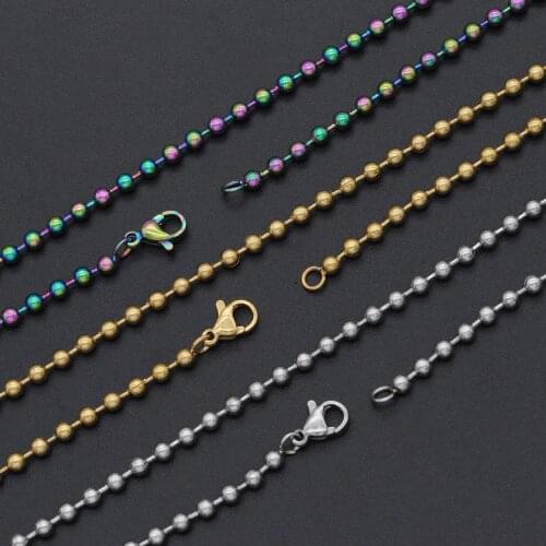 Never Fade 3mm 100% 316L Stainless Steel Hip Hop Bead Ball Necklace 7BEADS Women Men Rapper Jewelry Basic Chains