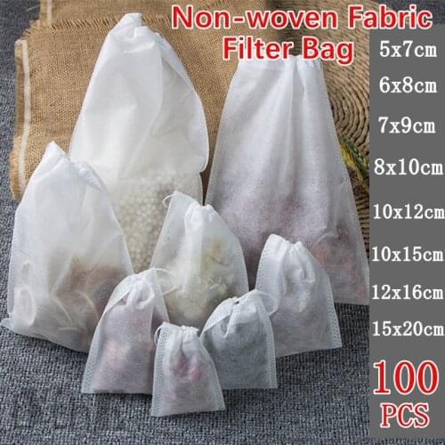 100pcs Non-woven Fabric Tea Bags Food Grade Tea Filter Bags for Spice Tea Infuser with String Heal Seal Spice Filters Teabags
