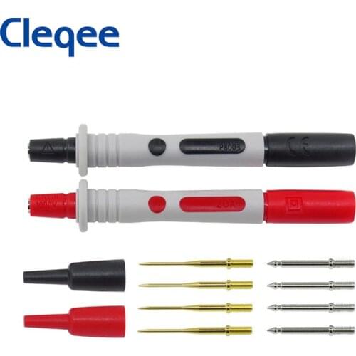 Cleqee P8003 1set 2pcs Multimeter Probe Replaceable gilded Needle Multi-purpose Test pen