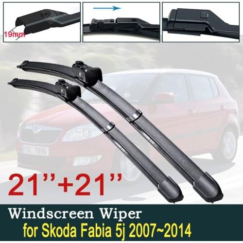 For Skoda Fabia 2 5j 2007~2014 Car Wiper Blades Front Windscreen Wipers Car Accessories Stickers 2008 2009 2010 2011 2012 2013