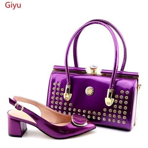 Doershow New African shoe and bag set for party Italian shoe with matching bag new design ladies bag with stones!SBE1-11