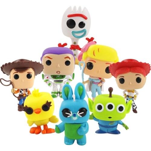 10pcs/set 9-12cm Toy Story Woody Buzz Lightyear Alien PVC Q Version Figure Toys Model Dolls