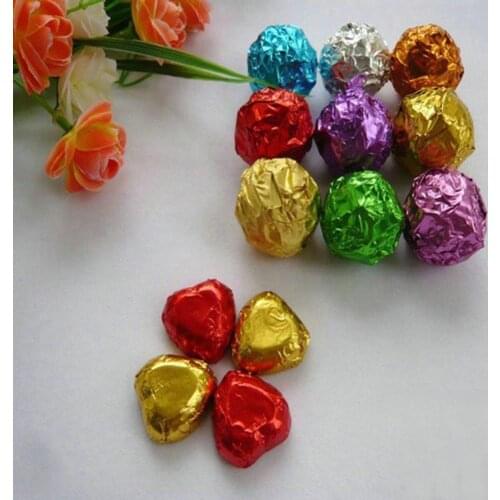 100Pcs/Set Foil Candy Package Paper Chocolate Aluminum Candy Sugar Food Tin Joyful DIY Baking 10 Colors Christmas Tree Gifts