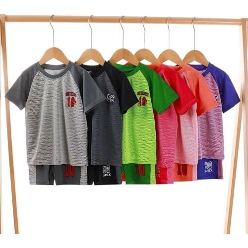 Boys Fashion Summer Sets Short-sleeved T-shirt+shorts 2pcs Breathable Casual Sport Suit Kids Clothes Sweatsuit For Children