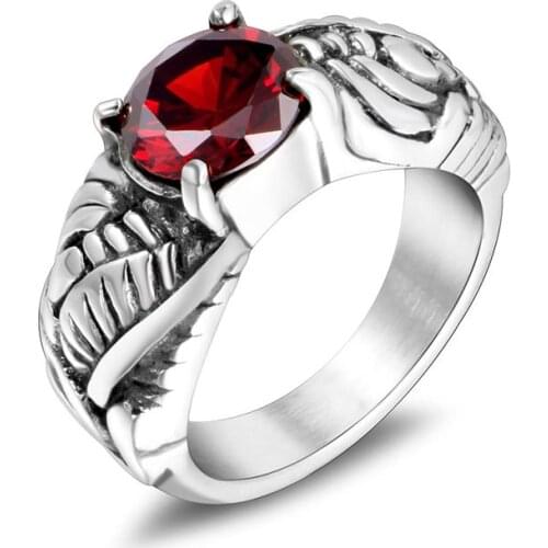 Classic Gothic Claw Stone Rings for Men and Women Rock Style Red Stone Male Ring High Quality Jewelry Best Friend Gifts Sa787