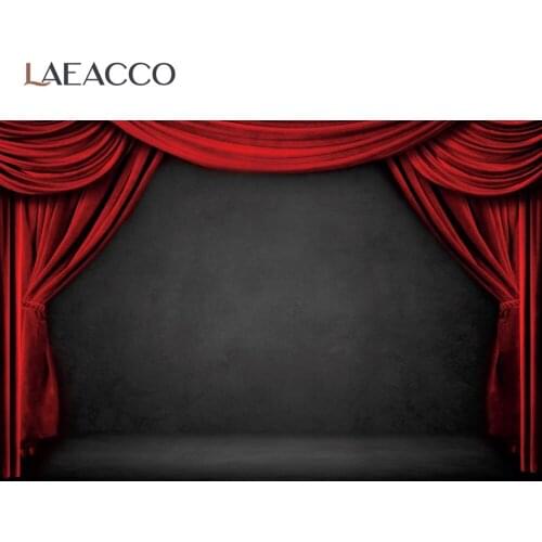 Laeacco Red Curtain Stage Backdrops For Photography Gradient Wall Birthday Party Photowall Baby Child Portrait Photo Backgrounds