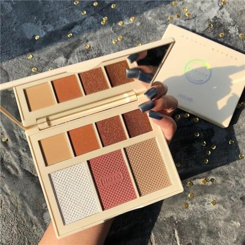 7 Colors Matte Shimmer Glitter Eyeshadow Powder Eye Shadow Blush Highlighter Bronzer Palette Makeup Set Waterproof Face Cosmetic