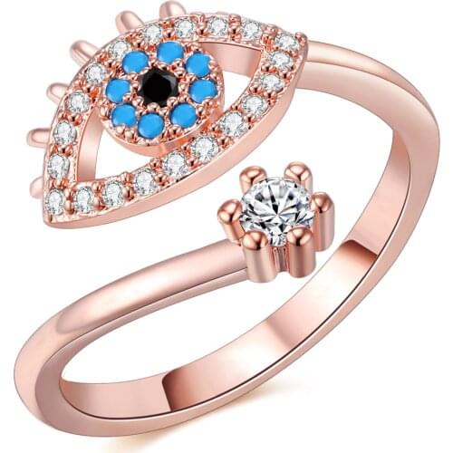 Fashion Shiny Cubic Zircon Turkish Eye Rings Simple Korean style Wedding Rings For Women Girls Gift 2021